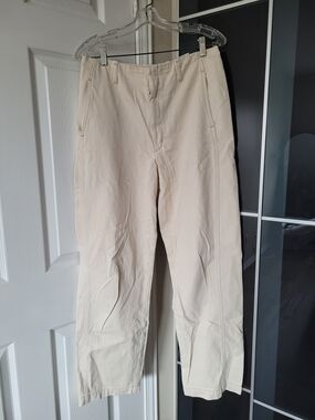Uniqlo Cream Denim Pants With Contrast Stitching